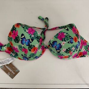 Calzedonia Floral Green multi Bikini Top (XL) and bottom (medium).  Never worn